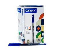 Campus - Pack de 50 Bolígrafos de Gel, Bolígrafos Gel con Trazo de 0,7 mm, Tinta de Gel, Bolígrafo con Capucha para Oficina y Material Escolar - (Azul)
