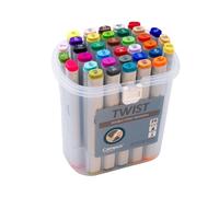 Campus Rotuladores Doble Punta Twist, Marcadores de Alcohol con Punta Redonda 2mm y Biselada 5mm, Permanentes para Todas Superficies, Incluye Maletn con Asa (36 Colores)