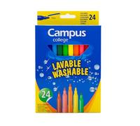 Campus - Rotuladores Lavables con Punta de 3mm, Tinta Lavable en Piel y Ropa, Marcadores de Colores, Caja de 24 Rotuladores para Pintar (24 Colores)