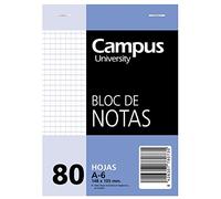 Campus University 001114-048 - Bloc de notas perforado cuadriculado, A6, 10 unidades
