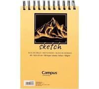 Campus University - Bloc de Dibujo Sketch A5 Cuaderno de Bocetos con Espiral 100 Hojas 100 gramos en Blanco para Carboncillo, Lápiz, Ceras, Pastel, Esbozos