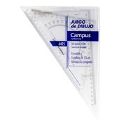 Campus - Set de Reglas para Dibujo Técnico, Juego de Reglas con Estuche para Dibujo Técnico con Cartabón y Escuadra con Transportador de Ángulos Integrado, Kit de Dibujo Técnico y Geometría (25cm)