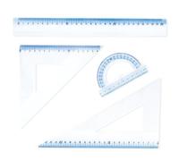 Campus University - Set Técnico, Regla, Cartabón, Escuadra y Semicírculo para la Escuela, Oficina, perfecta para Niños y Adultos, Color Transparente