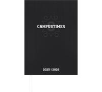 Campustimer Black - Agenda semestre A5 - Calendario estudiantil 2025/2026 - Cuaderno de notas - negro - Semanal Alpha Edition