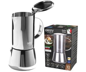 CAMRY - Cafetera clásica de acero inoxidable de 500 ml - Cafetera moka apta para inducción para todo tipo de placas - Prepara 10 tazas de café expreso - Mango con aislamiento térmico - Para camping