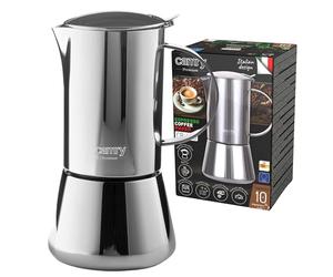 CAMRY Cafetera de inducción de acero inoxidable para 6 tazas, cafetera de inducción Moka Pot de 350 ml, cafetera clásica para espresso aromático, apta para todo tipo de fuegos