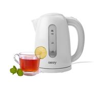 Camry cr 1254w hervidor agua eléctrico, 1,7l, resistencia oculta, inalámbrico, apagado automático, base 360º, 2200, blanco