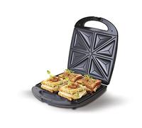CAMRY CR-3023 Sandwichera eléctrica XL para 4 sandwiches, placas antiadherentes en forma de triángulo, Negra, 1500W