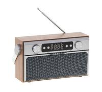 Camry CR1183 Radio Bluetooth, Diseño Retro, Sintonizador FM, 2 Altavoces 8 W, Memoria 50 Emisoras, Reproducción MP3, Puerto USB y Tarjeta SD, Inalámbrica, Portátil, Pantalla LCD, Madera/Acero