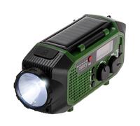 Camry CR1919 Radio Multifunción de Emergencia con Carga Solar/Dinamo/USB-C, Bluetooth 5.0, Linterna LED, Power Bank 4000 mAh, Pantalla LCD, Verde