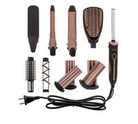 Camry cr2024 set cuidado y estilo pelo 5 en 1 plancha, rizador, tenacillas, moldeador, cepillo alisador, 50, oro rosado/negro