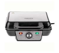 Camry CR 3046 Gofrera Profesional para 2 Gofres Belgas Gruesos, Placas Antiadherentes, Regulador de Temperatura, Waffle Maker Negro/Acero Inoxidable, 1600W