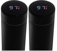 CAMRY CR4507BK Taza térmica, termo para café y té, 473 ml, caliente hasta 8 horas, frío hasta 12 horas, pantalla con temperatura, separador de posos, acero inoxidable (Paquete de 2)