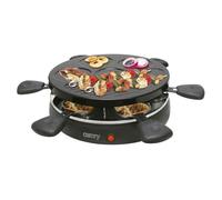 Camry cr6606 raclette grill, parrilla lisa/rallada antiadherente, 6 mini sartenes, desmontable, termostato, 1200, negro