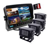 CAMSLEAD Monitor de 10 Pulgadas 1080P Sistema de cámara de visión Trasera DVR Soporte de grabadora Tarjeta SD de 256 GB Entrada de 4 Canales Pantalla Dividida cuádruple para camión Remolque RV