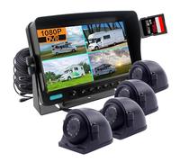 CAMSLEAD Monitor Digital de 7 Pulgadas 1080P HD Sistema de cámara de visión Trasera, grabadora DVR, Entrada de 4 Canales, Pantalla Dividida, cámara de visión Lateral Impermeable 4X para Autocaravana