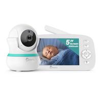 CAMSTRO - Babyphone cámara de 5 Pulgadas, 360°, Zoom 4X, visión Nocturna, Audio bidireccional, 5000 mAh, batería de recordatorio de alimentación, cunas, detección de llanto VOX sin WiFi, detección de