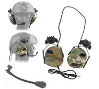 Camuflaje Auriculares Tácticos Impermeables con Micrófono, Auriculares De Caza, Orejeras con Función De Reducción De Ruido Y Captación De Sonido, Adaptador De Riel ARC(Camo Green)