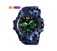 (Camuflaje azul) Relojes deportivos militares de lujo de la marca SKMEI para hombre, reloj digital de