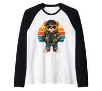 Camuflaje de peluche hip hop para mujeres, jóvenes y hombres Camiseta Manga Raglan