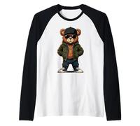 Camuflaje de peluche hip hop para mujeres, jóvenes y hombres Camiseta Manga Raglan