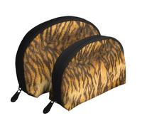 Camuflaje de Textura de Piel de Tigre, Bolsa de Maquillaje de Concha, Monedero pequeño para Mujer, Bolsa de artículos de tocador, Bolsa de cosméticos, 2 Piezas