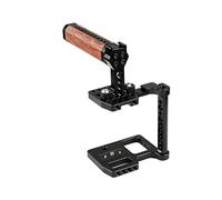 CAMVATE Media jaula profesional con mango superior de madera para cámara 4K