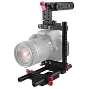 camvate placa de asa superior para trípode de soporte de jaula de cámara para Canon Nikon Sony Panasonnic (rojo)