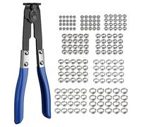CAMWAY 180pcs Abrazadera de Manguera 5.8-21 mm +Alicate de Acero Inoxidable 304, Abrazaderas Metalicas tenaza Resistente Fijación de Mangueras Herramientas Engarzado de Manguera de Oreja Única