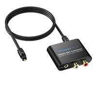 CAMWAY 192KHz Convertidor de Audio Digital a Analógico, Adaptador SPDIF Óptico a RAC+3.5mm,L/R DAC con Cable Óptico de 1M,Compatible con TV/DVD/Blu-ray/Xbox/PS3/PS4