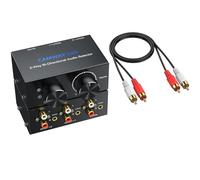 CAMWAY 1x2/2x1 Conmutador de Audio Bidireccional (RCA y 3.5mm) con Control de Volumen e Interruptor Off, Conmutador Estéreo R/L, para Altavoces, Auriculares, Amplificadores, Reproductores de CD