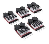 CAMWAY 5PCS 2in1 1-8s Probador de Voltaje de Batería Lipo, Alarma de Zumbador de bajo Voltaje RC, Probador de Verificación de Monitor de Batería para 1-8s Lipo / Li-ion / LiMn / Li-Fe