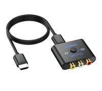 CAMWAY Adaptador RCA a HDMI con Switch 16:9/4:3, 1080P Convertidor AV a HDMI con Cable HDMI 50CM, Compatible con PAL NTSC para Wii PS1 PS2 N64 Xbox DVD VCR