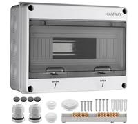 CAMWAY Caja De Fusibles De 1 Fila Con 12 Módulos, Caja De Distribución De Superficie IP65 Resistente Al Agua Con Junta Circunferencial Y Abrazaderas De Latón