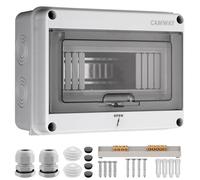 CAMWAY Caja De Fusibles De Superficie De 1 Fila, 8 Módulos, Caja De Distribución IP65 Impermeable, Con Junta Perimetral Y Bornes De Latón