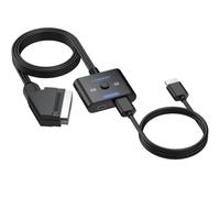 CAMWAY Conversor de euroconector a HDMI, 16:9/4:3, Conversión 1080P Scart a HDMI, Adaptador de vídeo de Audio con Cable Macho de 150 cm, Adaptador SCART Compatible con PAL/NTSC
