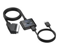 CAMWAY Convertidor de Scart a HDMI, Conversión 16:9/4:3 1080P Euroconector a HDMI, Adaptador de Vídeo y Audio de 150CM, Plug and Play, Adaptador SCART Compatible con PAL/NTSC para HDTV/DVD/VH