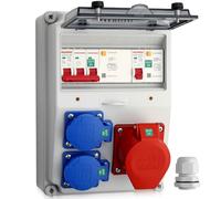 CAMWAY Distribuidor de Corriente para Construcción de pared con LS+FI, 2 Enchufes Schuko 230 V+1 Enchufe CEE 16A, IP66 Impermeable, Carcasa ABS Ignífugo para Interiores, Exteriores, Talleres y Fábrica