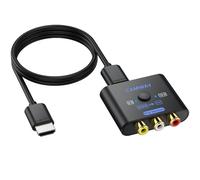 CAMWAY RCA a HDMI Adaptador, AV a HDMI con Cable 16:9/4:3 Conversión 1080P Video Audio Converter Compatible con PAL NTSC para Wii PS1 PS2 N64 Xbox DVD VCR