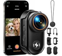 CAMWORLD Cámara POV 4K tamaño Pulgar - Mini cámara Deportiva WiFi con Tarjeta de 64 GB, Pantalla de 1,47” para Cambio de orientación Horizontal/Vertical con un Solo Clic, Soporte magnético para Vlogs