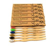 CAN_Deal Cepillos de Dientes de Bambú, Paquete de cepillos Ecológicos, 100% Orgánicos, Biodegradables, Naturales y Veganos. 6 Unidades con cerdas de carbón Naturales, Vegetales y Suaves