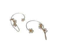 Can Ear No Around Pierced With Vintage Earrings Worn Earrings Adjustable The Be Ears Metal Clip Oars Pearl Wire Earrings Clip On Earring Women, talla única, Metal, Sin piedra preciosa