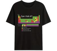 Can I Lick It - Camisa de tabla periódica divertida de ciencia, Negro, L