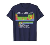 Can I Lick It Tabla periódica Divertido Profesor y Estudiante de Ciencias Camiseta, Hombre, Azul Marino, L
