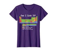 Can I Lick It Tabla periódica Divertido Profesor y Estudiante de Ciencias Camiseta, Mujer, Morado, L