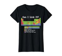 Can I Lick It Tabla periódica Divertido Profesor y Estudiante de Ciencias Camiseta, Mujer, Negro, L