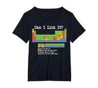 Can I Lick It Tabla periódica Divertido Profesor y Estudiante de Ciencias Camiseta, Mujer Tallas Grandes, Negro, 4XL Grande