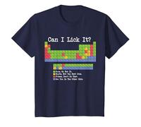 Can I Lick It Tabla periódica Divertido Profesor y Estudiante de Ciencias Camiseta, Niños, Azul Marino, 4 años