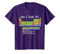 Can I Lick It Tabla periódica Divertido Profesor y Estudiante de Ciencias Camiseta, Niños, Morado, 12 años