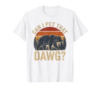Can I Pet That Dawg Funny Bear Retro Sunset Vintage Juego de Palabras Camiseta gráfica económica, Hombre, Blanco, XL